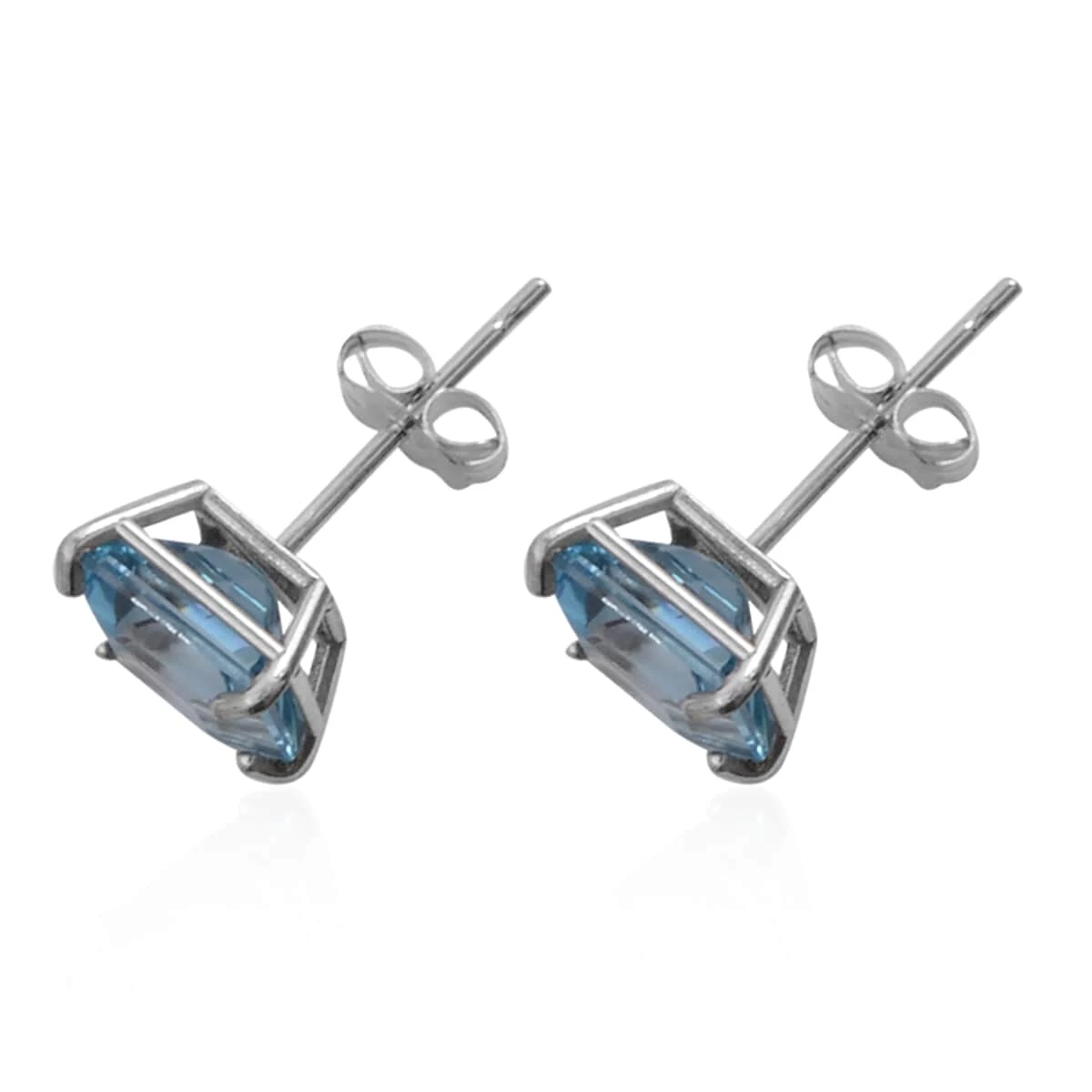 10K White Gold Swiss Blue Topaz Earrings 2.80 Ctw 4 10K White Gold Swiss Blue Topaz Earrings 2.80 Ctw - Image 2