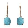 14K Yellow Gold Sleeping Beauty Turquoise Lever Back Earrings 3.50 Ctw -Jewelry store 2470052