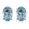 14K White Gold Mangoro Aquamarine Solitaire Stud Earrings 0.80 Ctw -Jewelry store 2515708