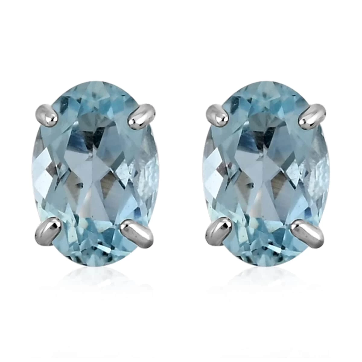14K White Gold Mangoro Aquamarine Solitaire Stud Earrings 0.80 Ctw 3 14K White Gold Mangoro Aquamarine Solitaire Stud Earrings 0.80 Ctw