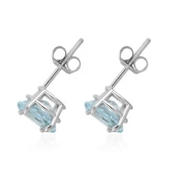 14K White Gold Mangoro Aquamarine Solitaire Stud Earrings 1.35 Ctw -Jewelry store 2540119 2