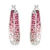 Pink And White Austrian Crystal Hoop Earrings In Silvertone -Jewelry store 2598510
