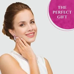 Pink And White Austrian Crystal Hoop Earrings In Silvertone 14 Pink And White Austrian Crystal Hoop Earrings In Silvertone -Jewelry store 2598510 5