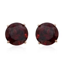 10K Yellow Gold Mozambique Garnet Round Stud Earrings 3.00 Ctw