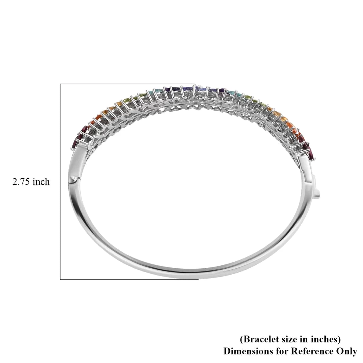 Multi Gemstone Bangle In Platinum Over Sterling Silver,Bangle Bracelet For Women,Silver Bangle For Her (7.25 In) 10.50 Ctw. 7 Multi Gemstone Bangle In Platinum Over Sterling Silver,Bangle Bracelet For Women,Silver Bangle For Her (7.25 In) 10.50 Ctw. - Image 5