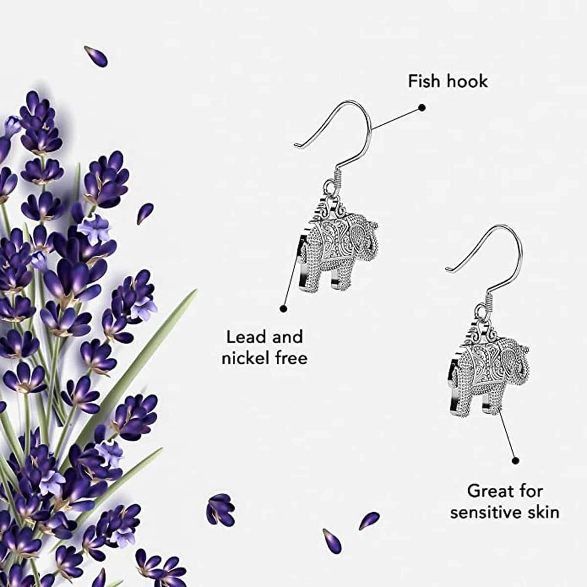 Sterling Silver Elephant Earrings, Animal Jewelry For Women, Unique Gifts For Birthday 7 Sterling Silver Elephant Earrings, Animal Jewelry For Women, Unique Gifts For Birthday - Image 5