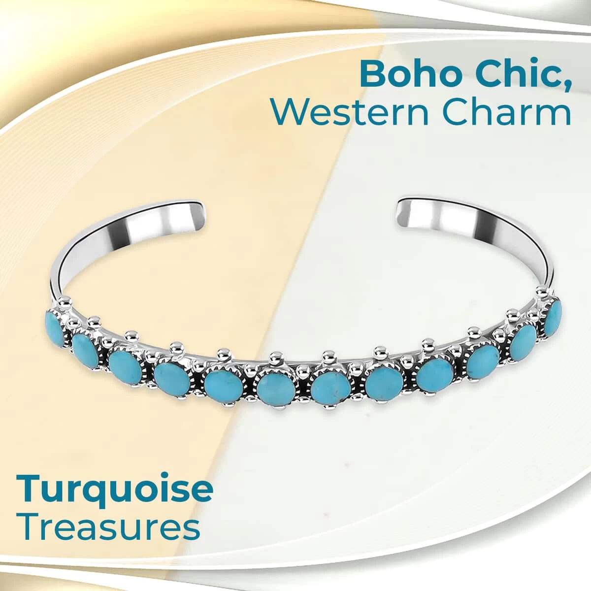 Santa Fe Style Kingman Turquoise Bracelet In Sterling Silver, Boho Western Turquoise Jewelry For Women, Silver Cuff Bracelet (7.50 In) 2.50 Ctw 4 Santa Fe Style Kingman Turquoise Bracelet In Sterling Silver, Boho Western Turquoise Jewelry For Women, Silver Cuff Bracelet (7.50 In) 2.50 Ctw - Image 2