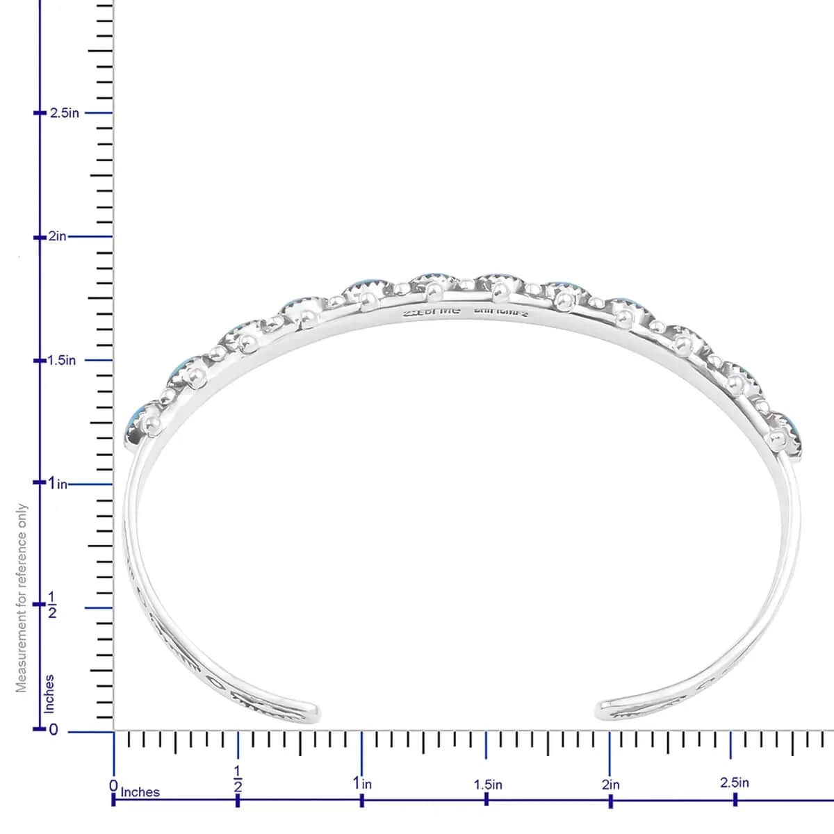 Santa Fe Style Kingman Turquoise Bracelet In Sterling Silver, Boho Western Turquoise Jewelry For Women, Silver Cuff Bracelet (7.50 In) 2.50 Ctw 7 Santa Fe Style Kingman Turquoise Bracelet In Sterling Silver, Boho Western Turquoise Jewelry For Women, Silver Cuff Bracelet (7.50 In) 2.50 Ctw - Image 5