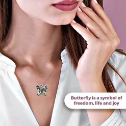 Murano Style Necklace In Stainless Steel, Butterfly Pendant, Wedding Gifts For Women (24 Inches) -Jewelry store 2790783 1