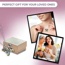 Murano Style Necklace In Stainless Steel, Butterfly Pendant, Wedding Gifts For Women (24 Inches) -Jewelry store 2790783 5