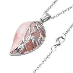 Galilea Rose Quartz Earrings Pendant Necklace In Stainless Steel, Solitaire Pendant, Solitaire Earrings For Women 70.00 Ctw -Jewelry store 2863407 3