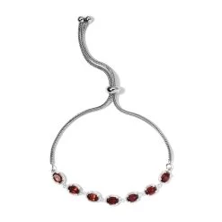 Mozambique Garnet Bolo Bracelet In Sterling Silver 4.40 Ctw