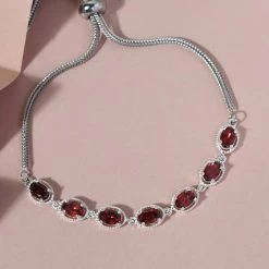 Mozambique Garnet Bolo Bracelet In Sterling Silver 4.40 Ctw -Jewelry store 2904938 2