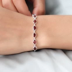 Mozambique Garnet Bolo Bracelet In Sterling Silver 4.40 Ctw -Jewelry store 2904938 4
