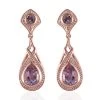 Karis Rose De France Amethyst Earrings In 18K RG Plated, Dangle Drop Earrings, Wedding Gifts For Women 3.60 Ctw -Jewelry store 2913907