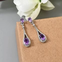 Karis Amethyst Drop Earrings In Platinum Bond 1.15 Ctw -Jewelry store 2920637 1