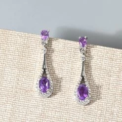 Karis Amethyst Drop Earrings In Platinum Bond 1.15 Ctw -Jewelry store 2920637 2