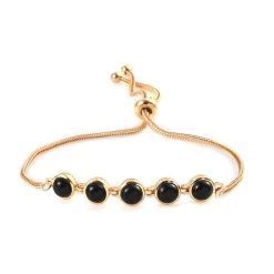 Karis Black Onyx Magic Ball Bracelet In 18K YG Plated 5.40 Ctw