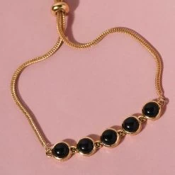 Karis Black Onyx Magic Ball Bracelet In 18K YG Plated 5.40 Ctw -Jewelry store 2926374 2