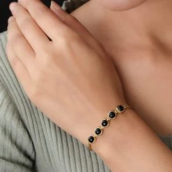 Karis Black Onyx Magic Ball Bracelet In 18K YG Plated 5.40 Ctw -Jewelry store 2926374 4