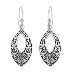 Filigree Drop Earrings, Filigree Earrings For Women, Sterling Silver Earrings, Silver Drop Earrings