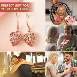 Openwork Drop Dangle Earrings In 14K Rose Gold Plated Sterling Silver, Filigree Heart Earrings, Dangle Silver Earrings For Women 14 Openwork Drop Dangle Earrings In 14K Rose Gold Plated Sterling Silver, Filigree Heart Earrings, Dangle Silver Earrings For Women -Jewelry store 2946536 4