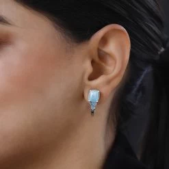 Larimar And Malgache Neon Apatite J-Hoop Earrings In Platinum Over Sterling Silver 5.25 Ctw 10 Larimar And Malgache Neon Apatite J-Hoop Earrings In Platinum Over Sterling Silver 5.25 Ctw -Jewelry store 2979834 1