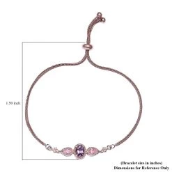 Karis Rose De France Amethyst Bolo Bracelet In 18K Rose Gold Plated, Adjustable Simulated Diamond Ball Bracelet For Women 15 Karis Rose De France Amethyst Bolo Bracelet In 18K Rose Gold Plated, Adjustable Simulated Diamond Ball Bracelet For Women -Jewelry store 3038206 6