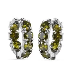Simulated Green Diamond Hoop Earrings In Stainless Steel 20.90 Ctw