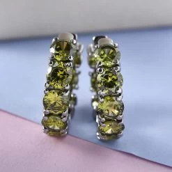 Simulated Green Diamond Hoop Earrings In Stainless Steel 20.90 Ctw 11 Simulated Green Diamond Hoop Earrings In Stainless Steel 20.90 Ctw -Jewelry store 3043826 2
