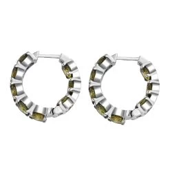 Simulated Green Diamond Hoop Earrings In Stainless Steel 20.90 Ctw 13 Simulated Green Diamond Hoop Earrings In Stainless Steel 20.90 Ctw -Jewelry store 3043826 4