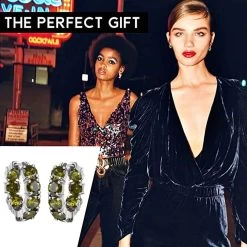 Simulated Green Diamond Hoop Earrings In Stainless Steel 20.90 Ctw 15 Simulated Green Diamond Hoop Earrings In Stainless Steel 20.90 Ctw -Jewelry store 3043826 6