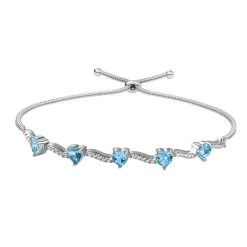 Karis Sky Blue Topaz Love Theme Bolo Bracelet In Platinum Bond Adjustable 2.90 Ctw