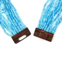 Blue Seed Beaded Multi Strand Necklace With Shell Wooden Buckle Bracelet For Women In Stainless Steel, Handmade Jewelry Set For Women (18 Inches) 13 Blue Seed Beaded Multi Strand Necklace With Shell Wooden Buckle Bracelet For Women In Stainless Steel, Handmade Jewelry Set For Women (18 Inches) -Jewelry store 3077712 4