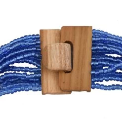 Blue Seed Beaded Multi Strand Necklace With Shell Wooden Buckle Bracelet For Women In Stainless Steel, Handmade Jewelry Set For Women (18 Inches) 15 Blue Seed Beaded Multi Strand Necklace With Shell Wooden Buckle Bracelet For Women In Stainless Steel, Handmade Jewelry Set For Women (18 Inches) -Jewelry store 3077712 6