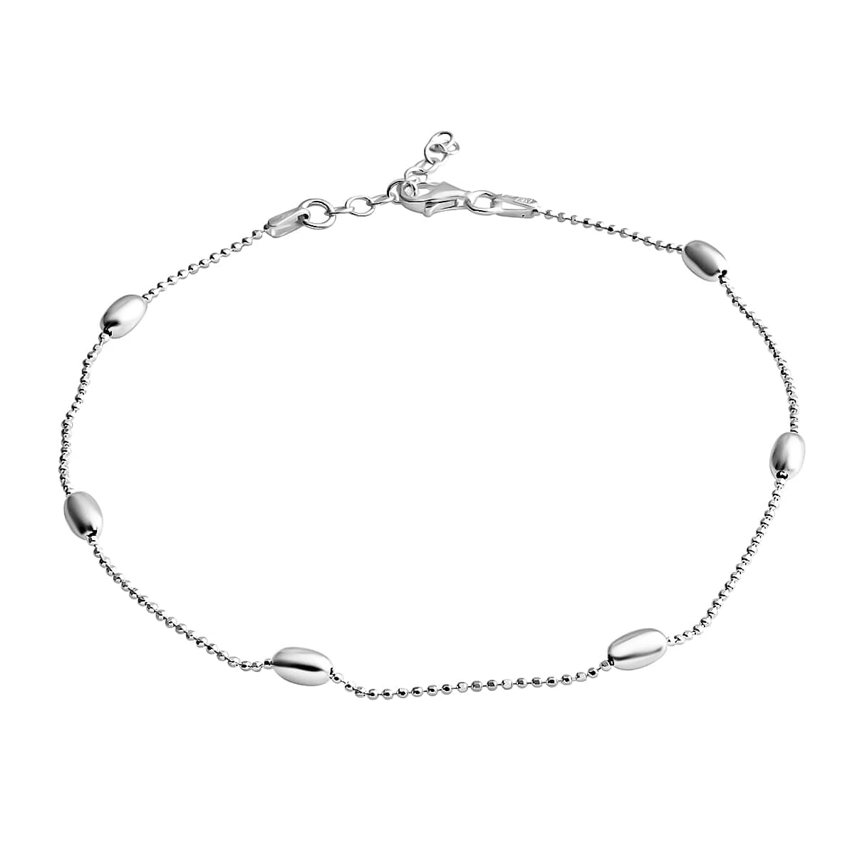 Sterling Silver Beaded Tube Station Anklet (10 In) 3.10 Grams 3 Sterling Silver Beaded Tube Station Anklet (10 In) 3.10 Grams