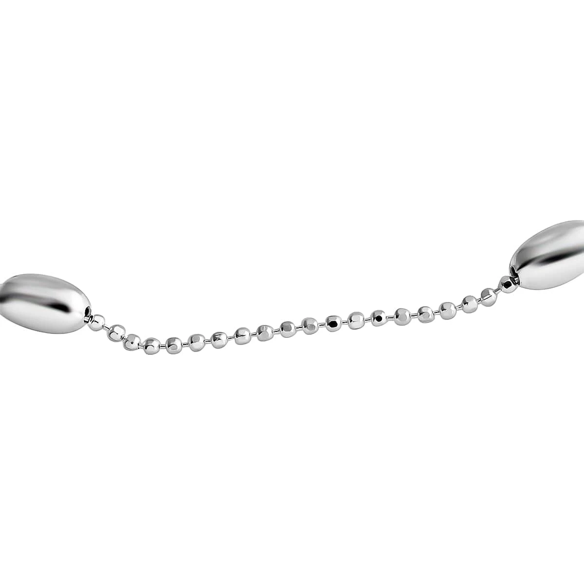 Sterling Silver Beaded Tube Station Anklet (10 In) 3.10 Grams 4 Sterling Silver Beaded Tube Station Anklet (10 In) 3.10 Grams - Image 2