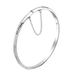 Sterling Silver Diamond Cut Bangle Bracelet (7.50 In) 7.85 Grams