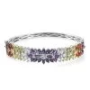 Multi Gemstone Bangle Bracelet In Platinum Over Sterling Silver (6.50 In) 10.60 Ctw -Jewelry store 3117805