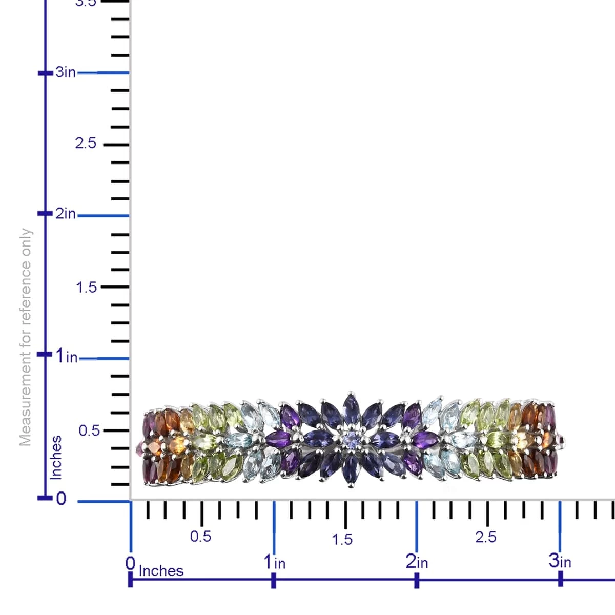 Multi Gemstone Bangle Bracelet In Platinum Over Sterling Silver (6.50 In) 10.60 Ctw 8 Multi Gemstone Bangle Bracelet In Platinum Over Sterling Silver (6.50 In) 10.60 Ctw - Image 6