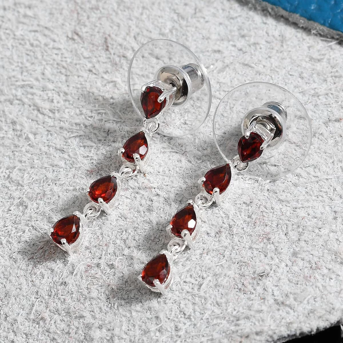 Mozambique Garnet Drop Earrings In Sterling Silver 1.50 Ctw 4 Mozambique Garnet Drop Earrings In Sterling Silver 1.50 Ctw - Image 2