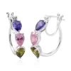 Simulated Multi Color Diamond Hoop Earrings In Sterling Silver -Jewelry store 3119381