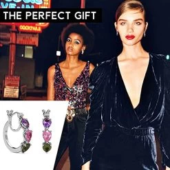 Simulated Multi Color Diamond Hoop Earrings In Sterling Silver -Jewelry store 3119381 6