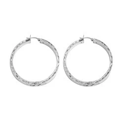 925 Sterling Silver Diamond Cut Hoop Earrings, Silver Hoops For Women, -Jewelry store 3188658 2