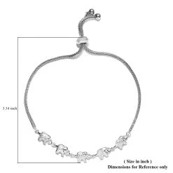 Diamond Accent Elephant Bracelet In Sterling Silver With Stainless Steel Bolo Chain, Adjustable Charm Bracelet For Women 9.50 Inches 15 Diamond Accent Elephant Bracelet In Sterling Silver With Stainless Steel Bolo Chain, Adjustable Charm Bracelet For Women 9.50 Inches -Jewelry store 3196992 6