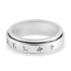 Sterling Silver Stars Spinner Band Ring, Promise Rings 6.20 Grams -Jewelry store 3235505 7