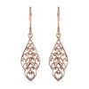 Openwork Dangle Earrings In 14K Rose Gold Plated Sterling Silver, Silver Drop Earrings For Women -Jewelry store 3249666