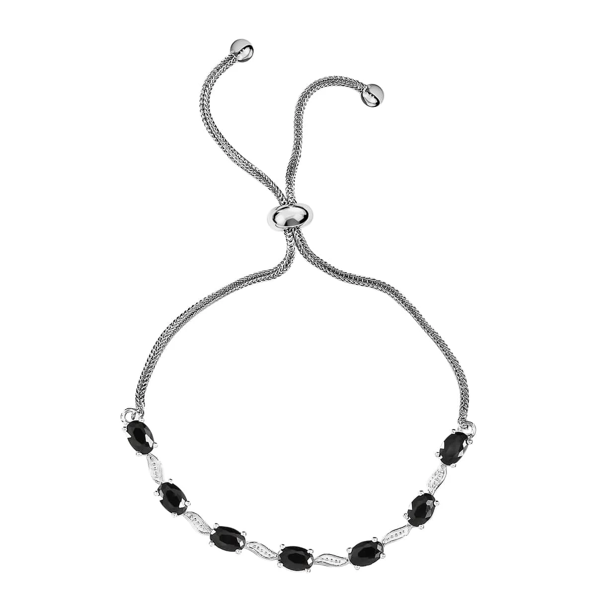 Simulated Black Diamond Bracelet In Sterling Silver And Stainless Steel, Adjustable Black Bracelet For Women, Unique Birthday Gifts 4.80 Ctw 3 Simulated Black Diamond Bracelet In Sterling Silver And Stainless Steel, Adjustable Black Bracelet For Women, Unique Birthday Gifts 4.80 Ctw
