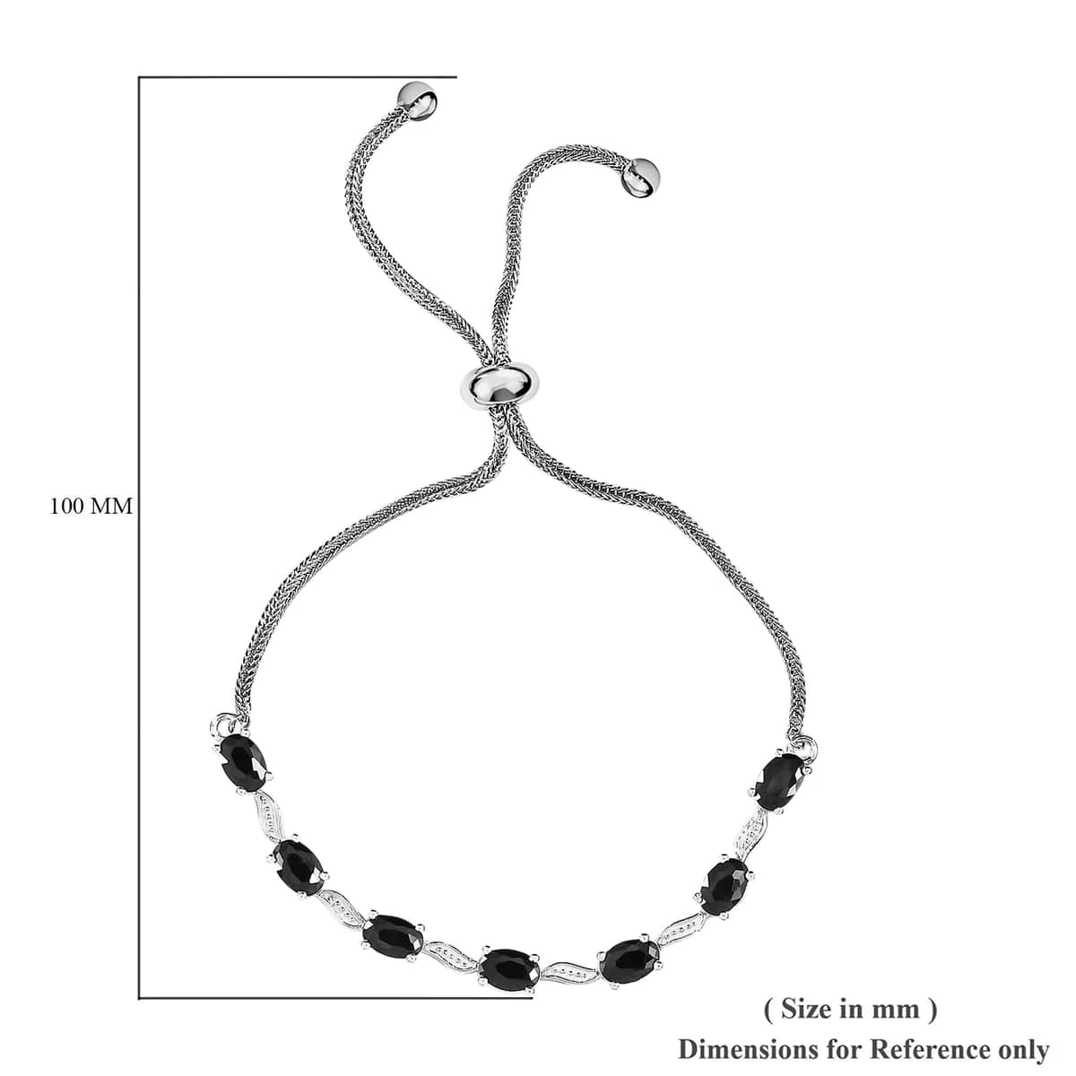 Simulated Black Diamond Bracelet In Sterling Silver And Stainless Steel, Adjustable Black Bracelet For Women, Unique Birthday Gifts 4.80 Ctw 7 Simulated Black Diamond Bracelet In Sterling Silver And Stainless Steel, Adjustable Black Bracelet For Women, Unique Birthday Gifts 4.80 Ctw - Image 5