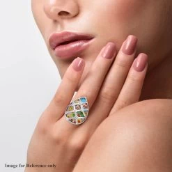 Multi Color Murano Style And Austrian Crystal Ring In Stainless Steel -Jewelry store 3275649 2